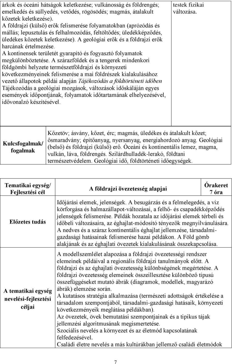 A geológiai erők és a földrajzi erők harcának értelmezése. A kontinensek területét gyarapító és fogyasztó folyamatok megkülönböztetése.