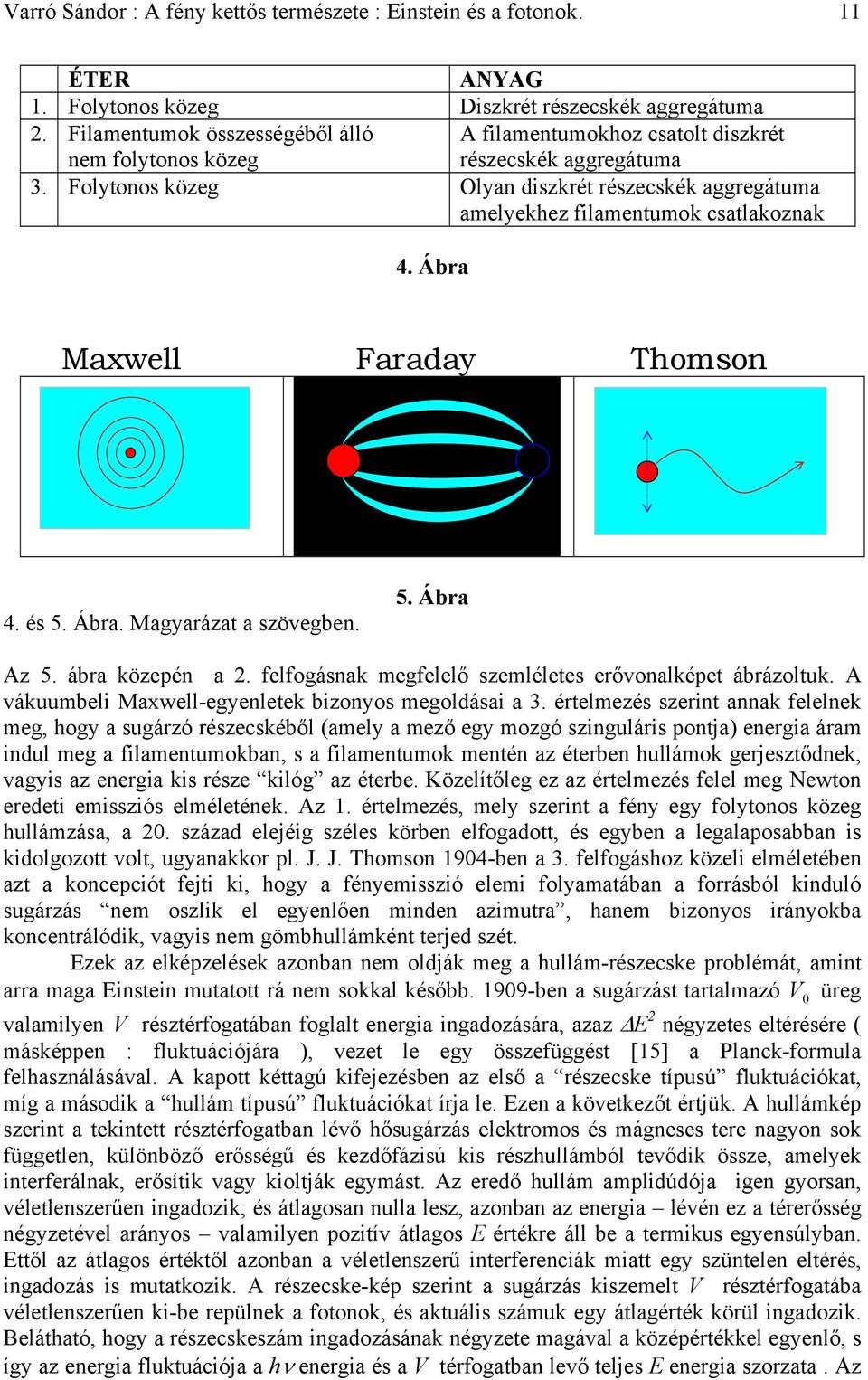 Folytonos közeg Olyan diszkrét részecskék aggregátuma amelyekhez filamentumok csatlakoznak 4. Ábra Maxwell Faraday Thomson 4. és 5. Ábra. Magyarázat a szövegben. 5. Ábra Az 5. ábra közepén a 2.