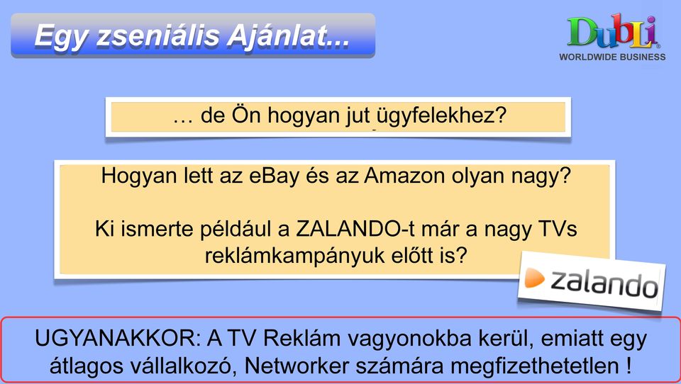 Ki ismerte például a ZALANDO-t már a nagy TVs Wer von Ihnen kannte ZALANDO bereits vor der reklámkampányuk előtt