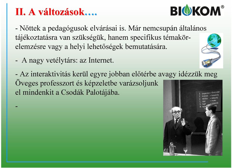 a helyi lehetőségek bemutatására. - A nagy vetélytárs: az Internet.