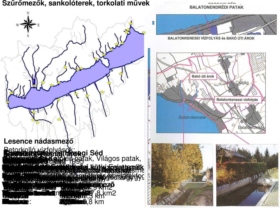 Épült 1984 Nyugati Buzsák Keleti Balatonendrédi Tetves Balatonkenesei Nezedi Keszthelyi Balatonujlaki Forró Kıröshegyi Csókakı Bozót árok patak árok keleti övcsatorna patak övárok Séd vízfolyás és