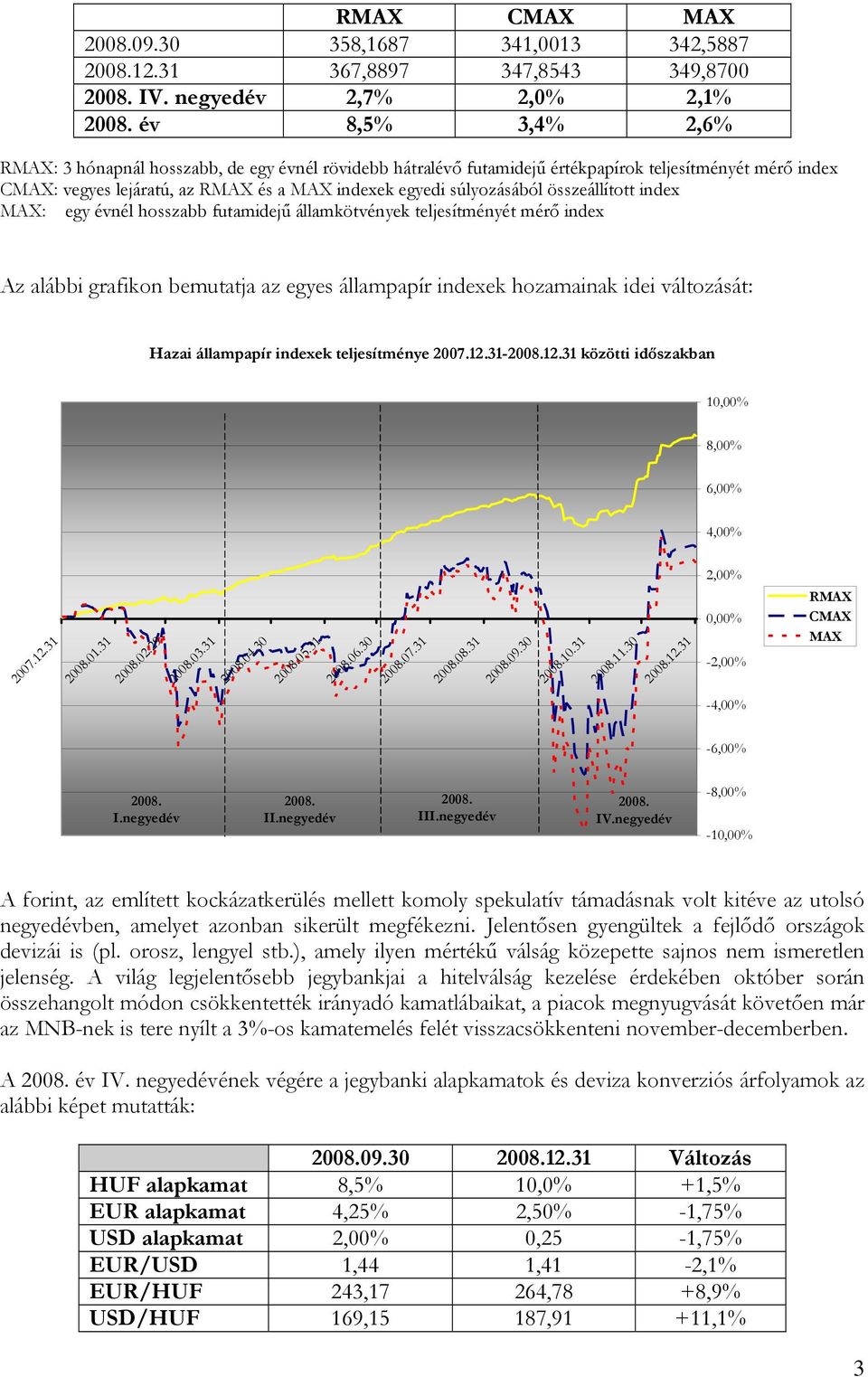 egyedi súlyozásából összeállított index MAX: egy évnél hosszabb futamidejű államkötvények teljesítményét mérő index Az alábbi grafikon bemutatja az egyes állampapír indexek hozamainak idei