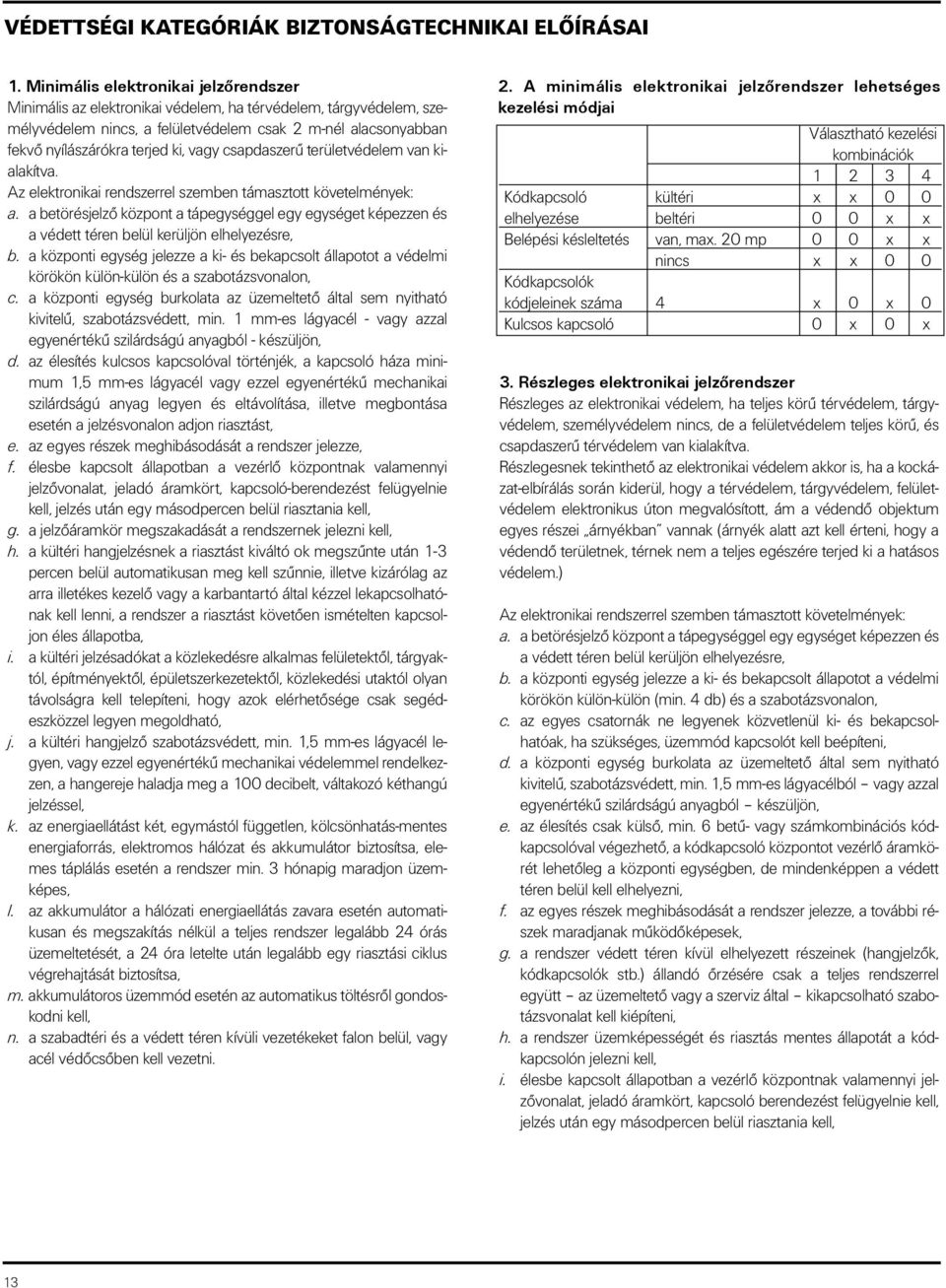 vagy csapdaszerû területvédelem van kialakítva. Az elektronikai rendszerrel szemben támasztott követelmények: a.