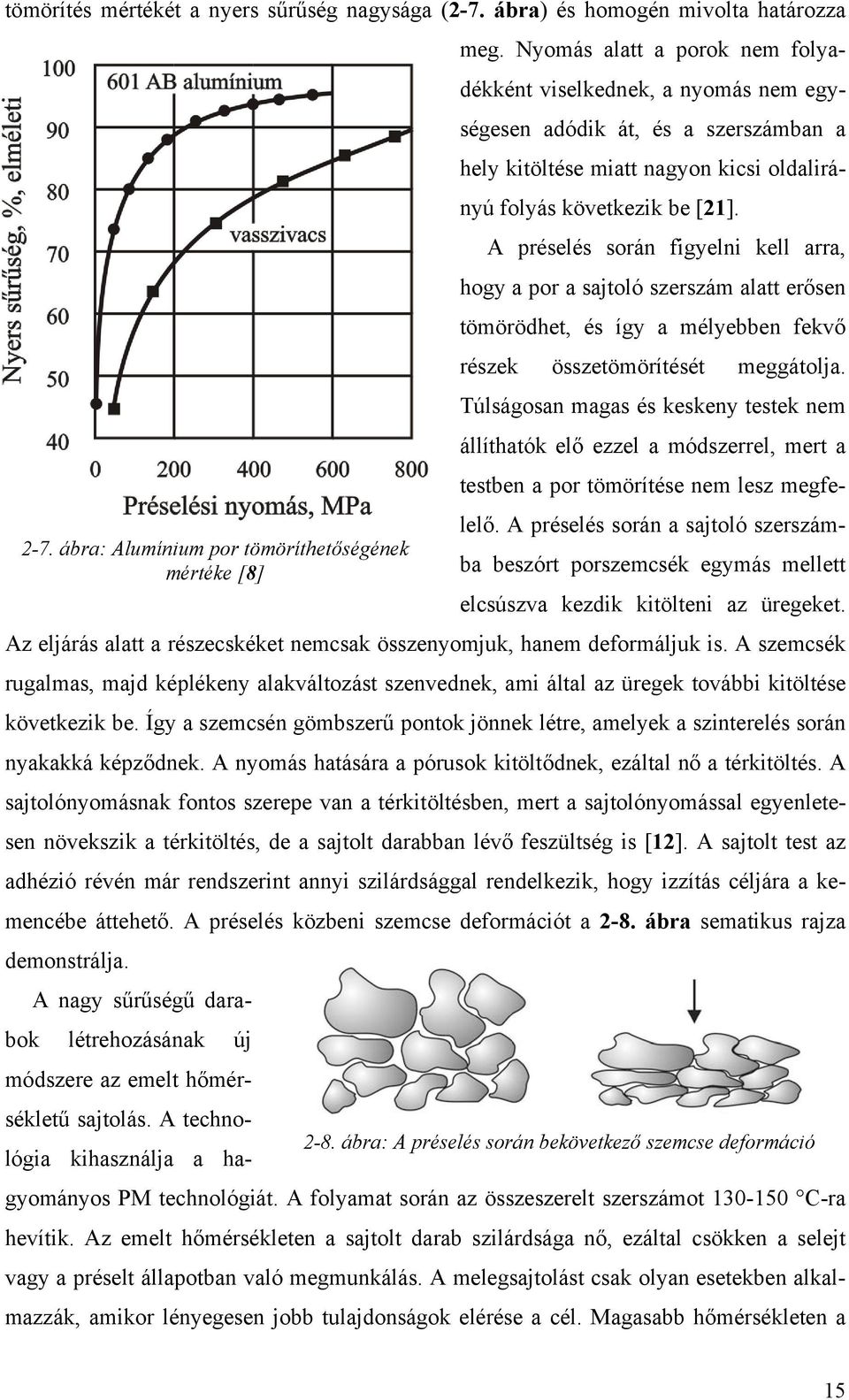 A préselés során figyelni kell arra, hogy a por a sajtoló szerszám alatt erősen tömörödhet, és így a mélyebben fekvő részek összetömörítését meggátolja.