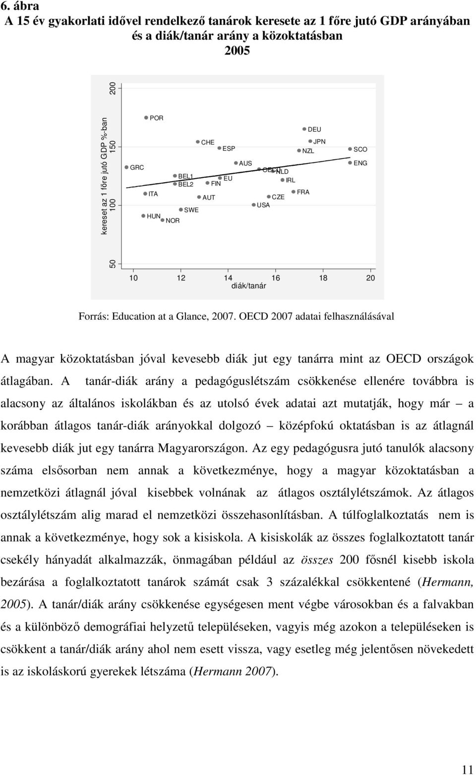 OECD 2007 adatai felhasználásával A magyar közoktatásban jóval kevesebb diák jut egy tanárra mint az OECD országok átlagában.