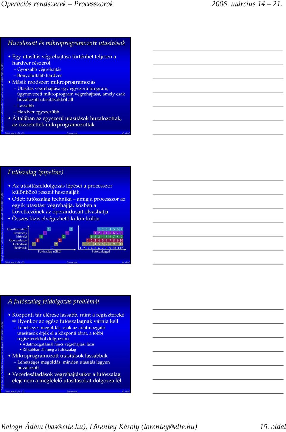 összetettek mikrprogramozottak 2006. március 14 21. Processzorok 43.