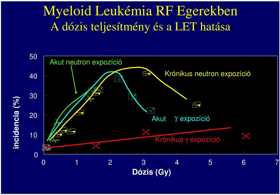 neutron expozíció Akut γ expozíció Krónikus γ