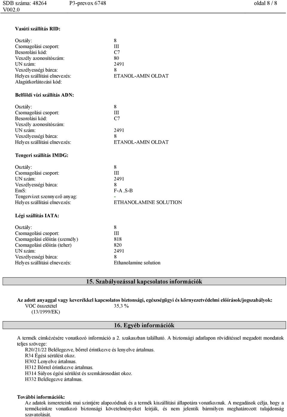 (teher) 820 Ethanolamine solution 15.