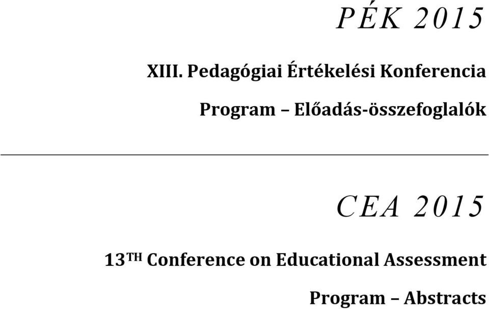 Program Előadás-összefoglalók CEA
