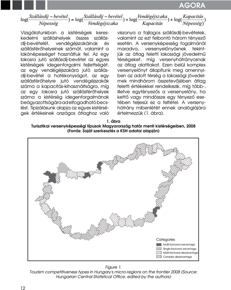 száma a kapacitás-kihasználtságra, míg az egy lakosra jutó szállásférôhelyek száma a kistérség idegenforgalmának beágyazottságára ad elfogadható becslést.