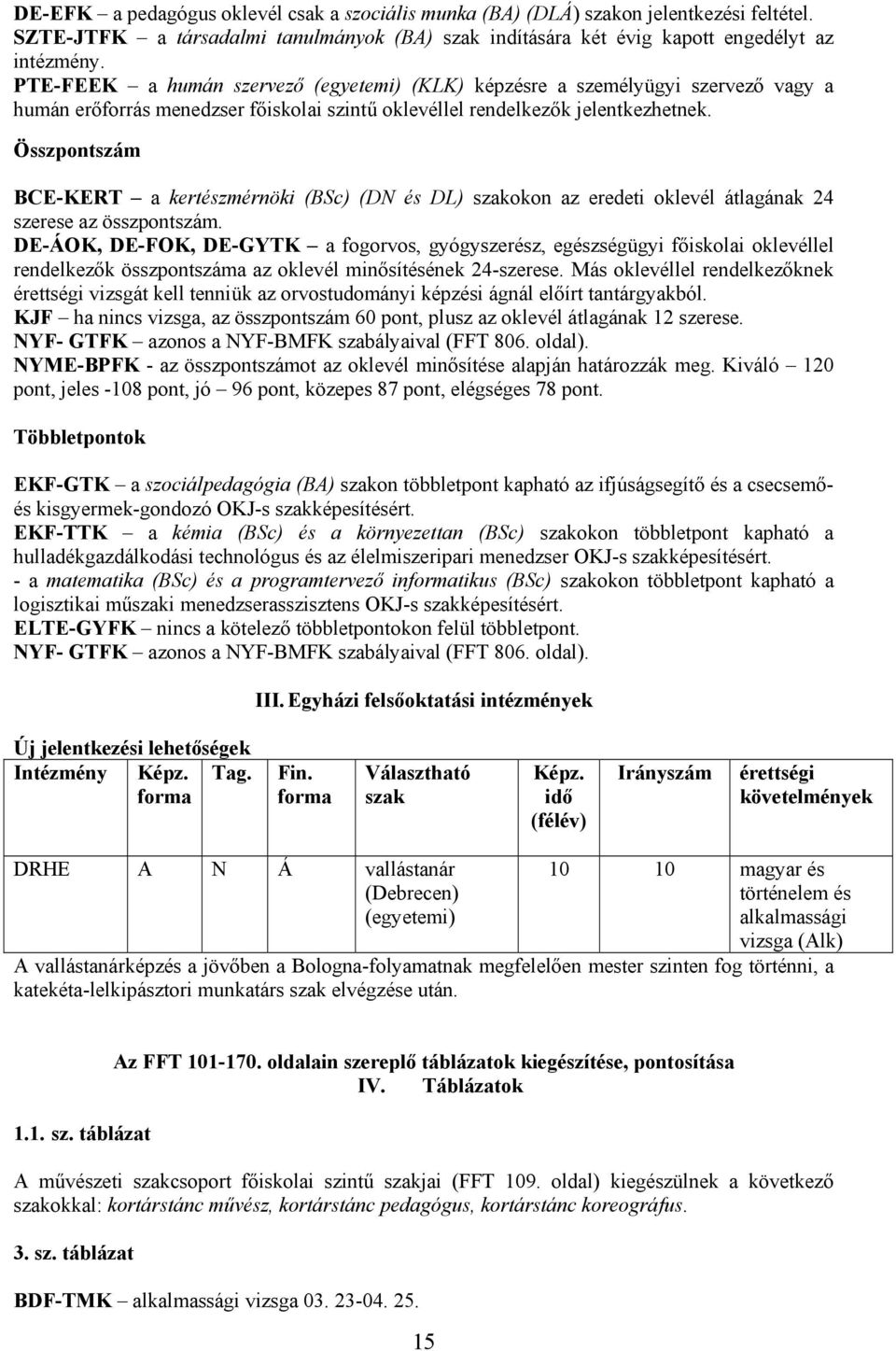 Összpontszám BCE-KERT a kertészmérnöki (BSc) (DN és DL) szakokon az eredeti oklevél átlagának 24 szerese az összpontszám.