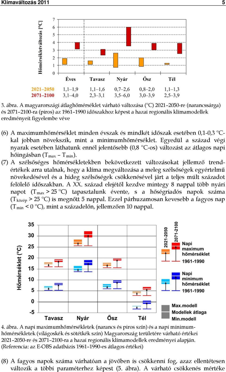 (6) A maximumhőmérséklet minden évszak és mindkét időszak esetében 0,1-0,3 Ckal jobban növekszik, mint a minimumhőmérséklet.