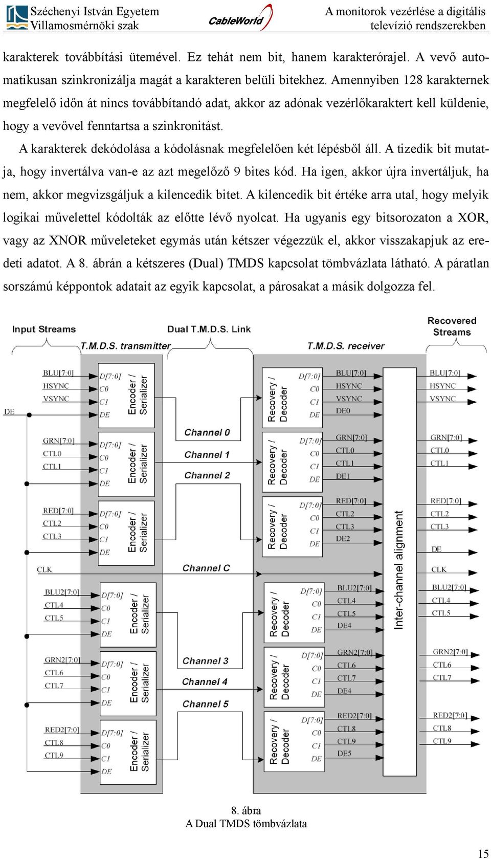 A karakterek dekódolása a kódolásnak megfelelően két lépésből áll. A tizedik bit mutatja, hogy invertálva van-e az azt megelőző 9 bites kód.