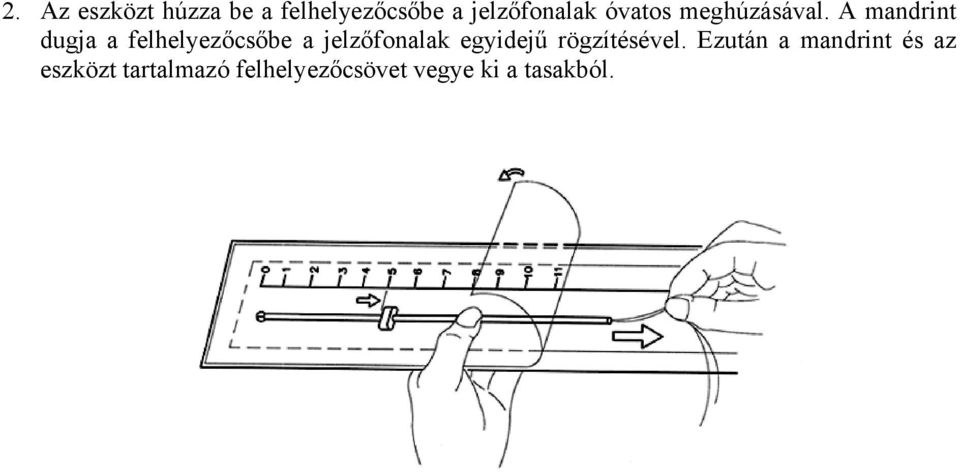 A mandrint dugja a felhelyezőcsőbe a jelzőfonalak