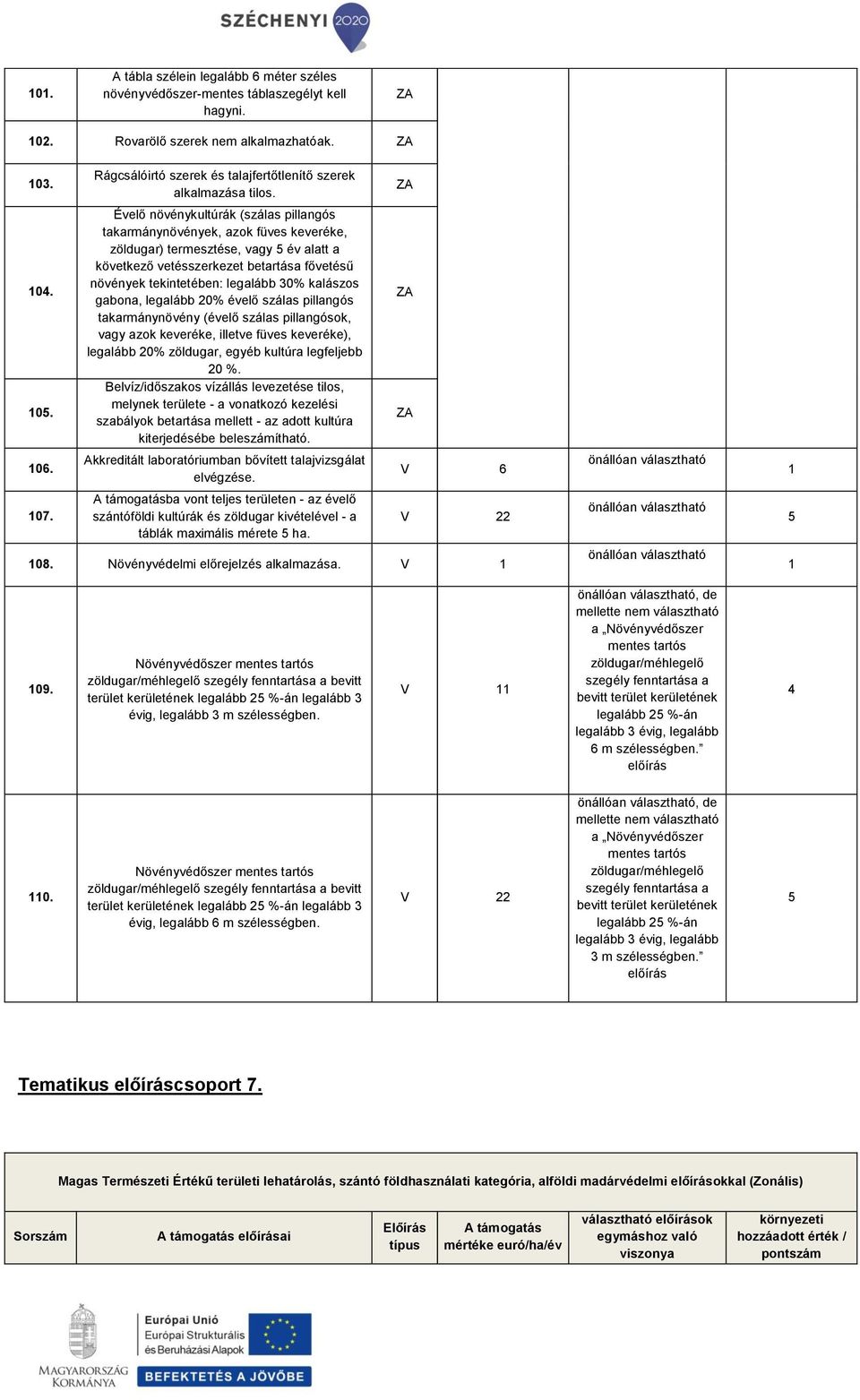 gabona, legalább 20% évelő takarmánynövény (évelő ok, vagy azok keveréke, illetve füves keveréke), legalább 20% zöldugar, egyéb kultúra legfeljebb 20 %. 0.