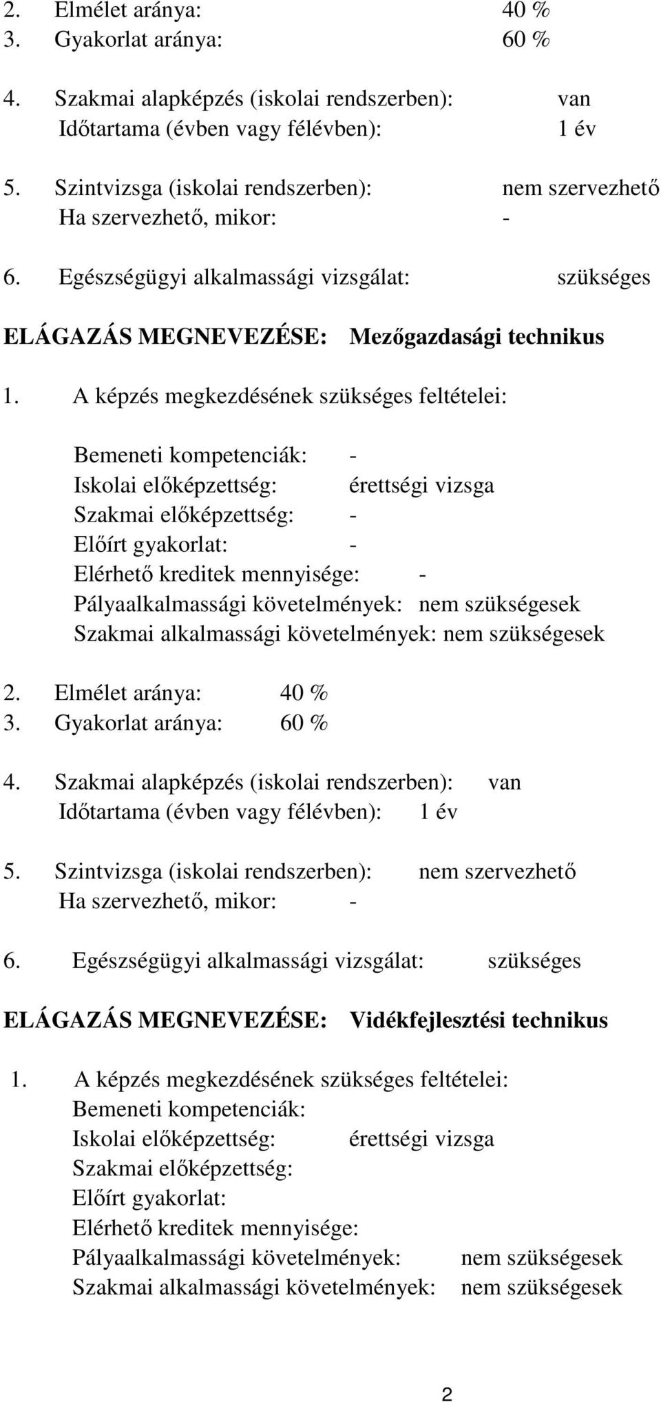 képzés megkezdésének szükséges feltételei: emeneti kompetenciák: - Iskolai előképzettség: érettségi vizsga Szakmai előképzettség: - Előírt gyakorlat: - Elérhető kreditek mennyisége: -