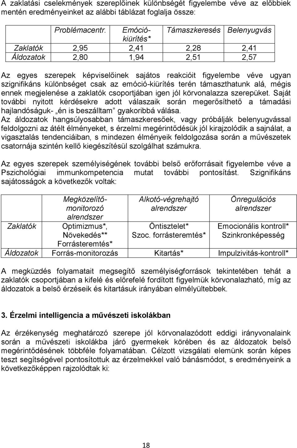 Saját további nyitott kérdésekre adott válaszaik során megerősíthető a támadási hajlandóságuk- én is beszálltam gyakoribbá válása.