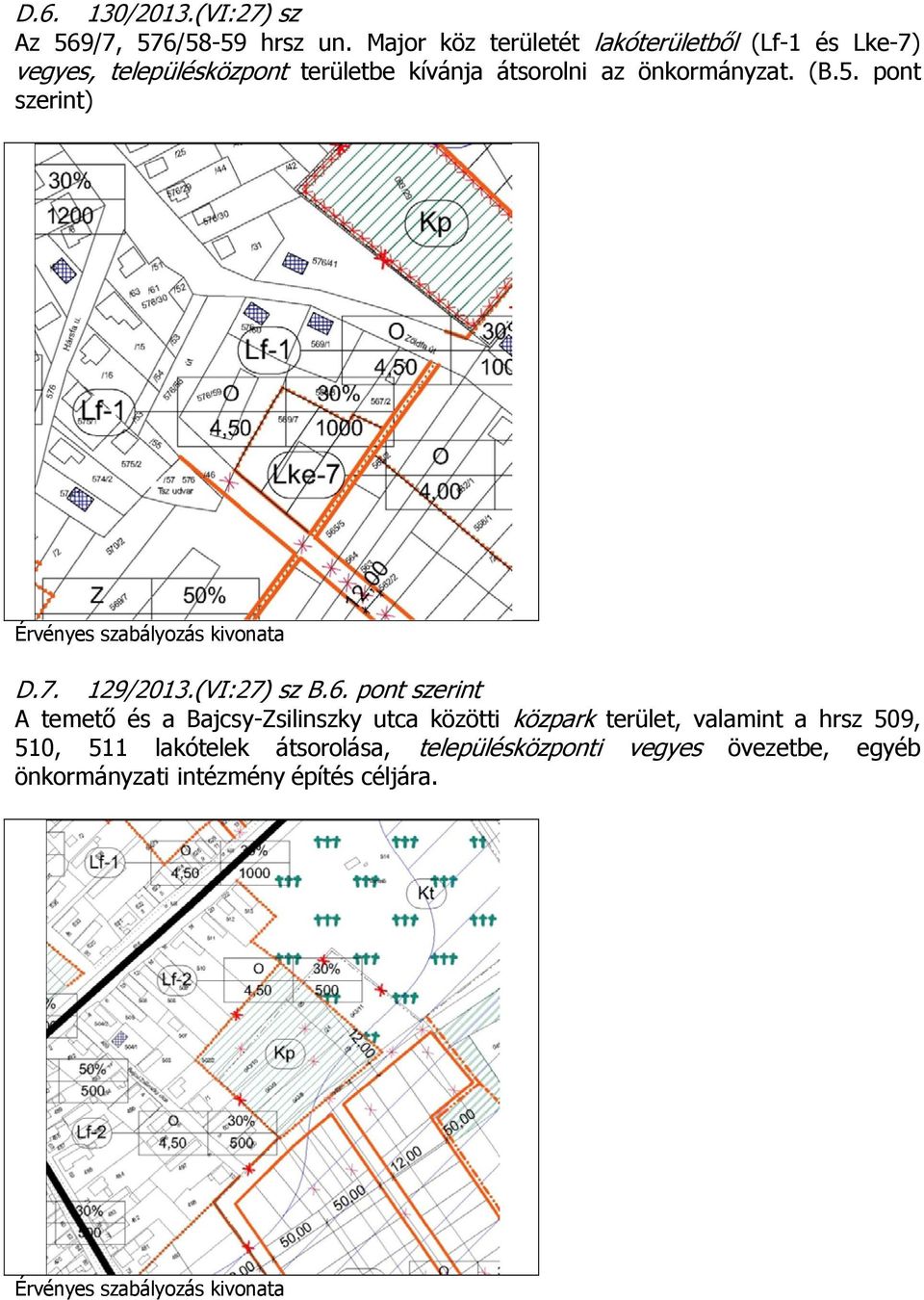 önkormányzat. (B.5. pont szerint) D.7. 129/2013.(VI:27) sz B.6.