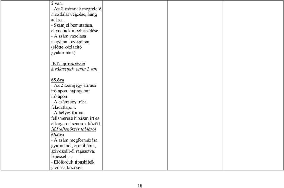 óra - Az 2 számjegy átírása írólapon, hajtogatott írólapon. - A számjegy írása feladatlapon.