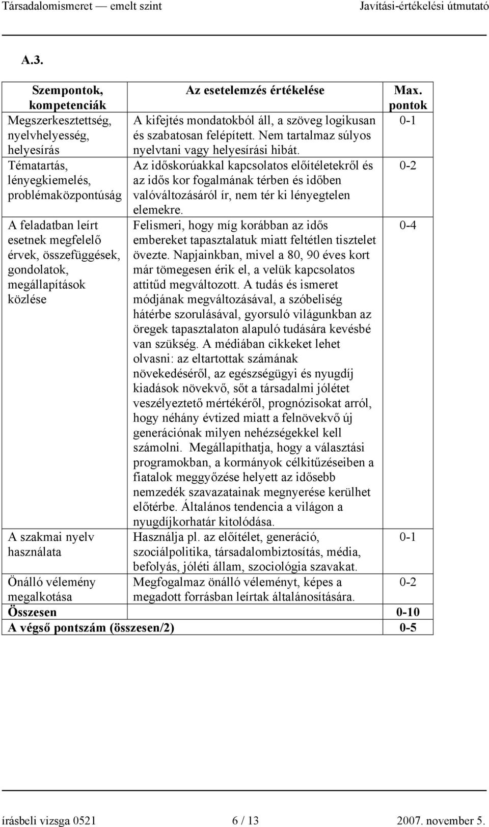 Az időskorúakkal kapcsolatos előítéletekről és az idős kor fogalmának térben és időben valóváltozásáról ír, nem tér ki lényegtelen elemekre.