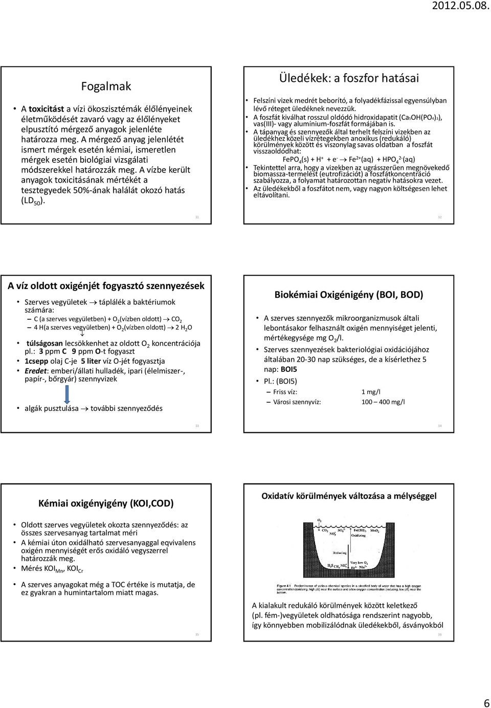 A vízbe került anyagok toxicitásának mértékét a tesztegyedek 50%-ának halálát okozó hatás (LD 50 ).