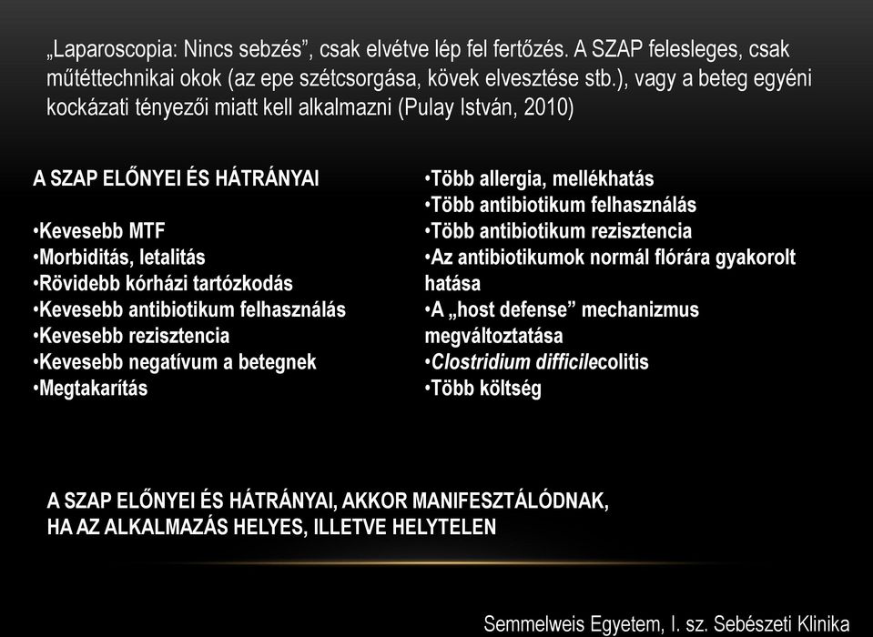 antibiotikum felhasználás Kevesebb rezisztencia Kevesebb negatívum a betegnek Megtakarítás Több allergia, mellékhatás Több antibiotikum felhasználás Több antibiotikum rezisztencia Az