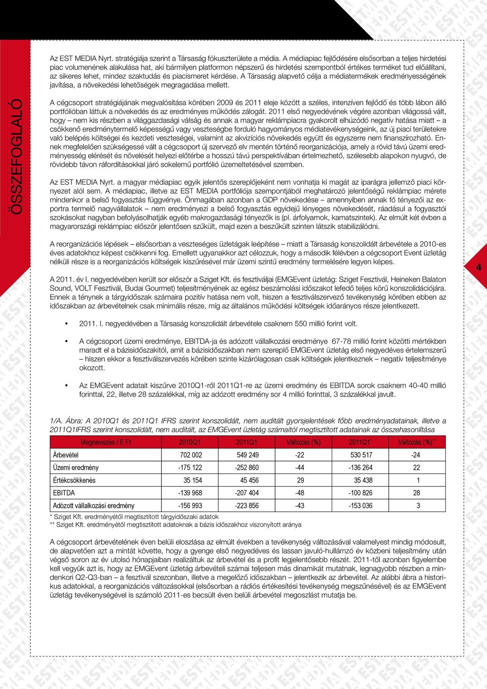 mindez szaktudás és piacismeret kérdése. A Társaság alapvető célja a médiatermékek eredményességének javítása, a növekedési lehetőségek megragadása mellett.