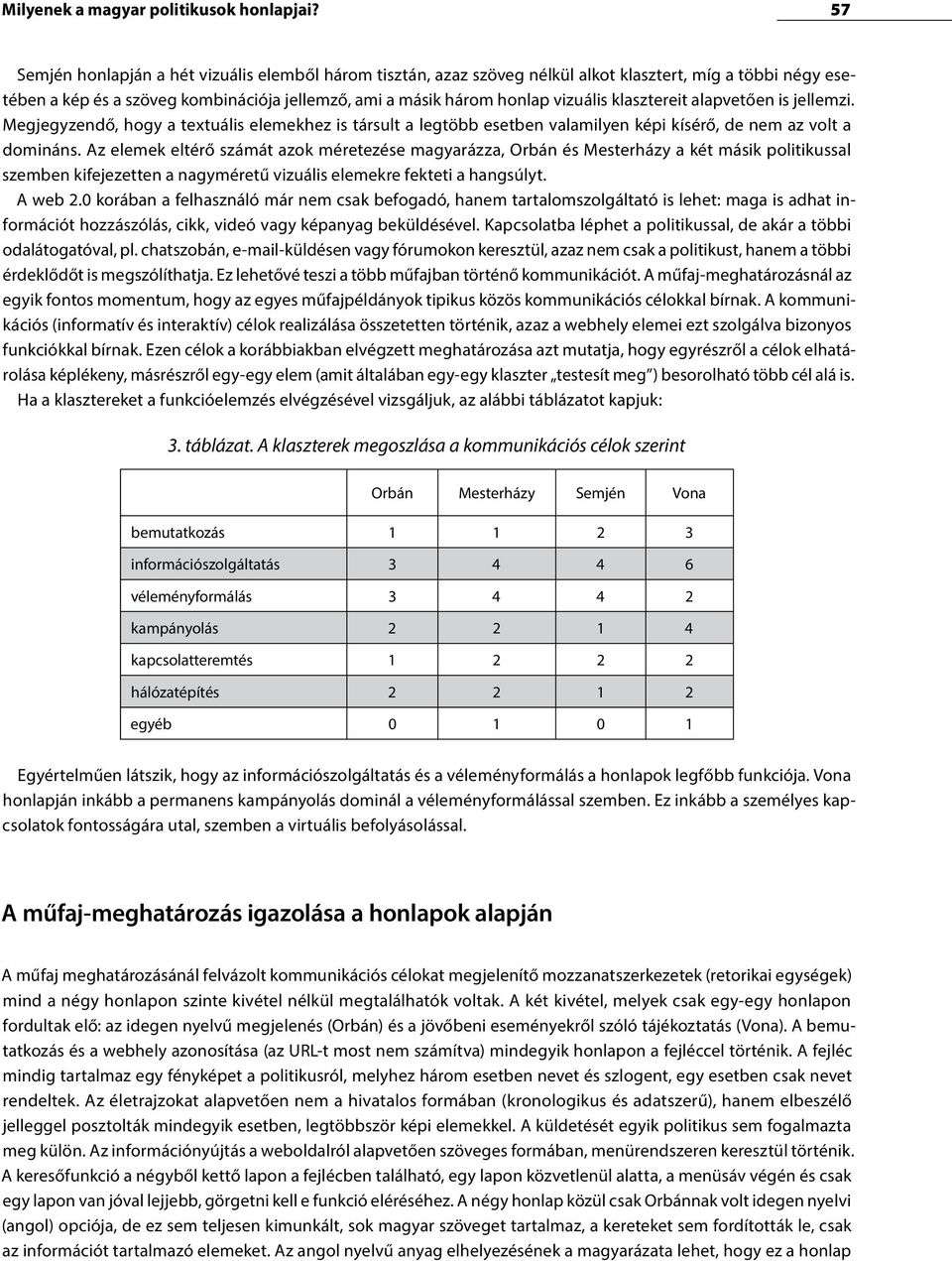 klasztereit alapvetően is jellemzi. Megjegyzendő, hogy a textuális elemekhez is társult a legtöbb esetben valamilyen képi kísérő, de nem az volt a domináns.