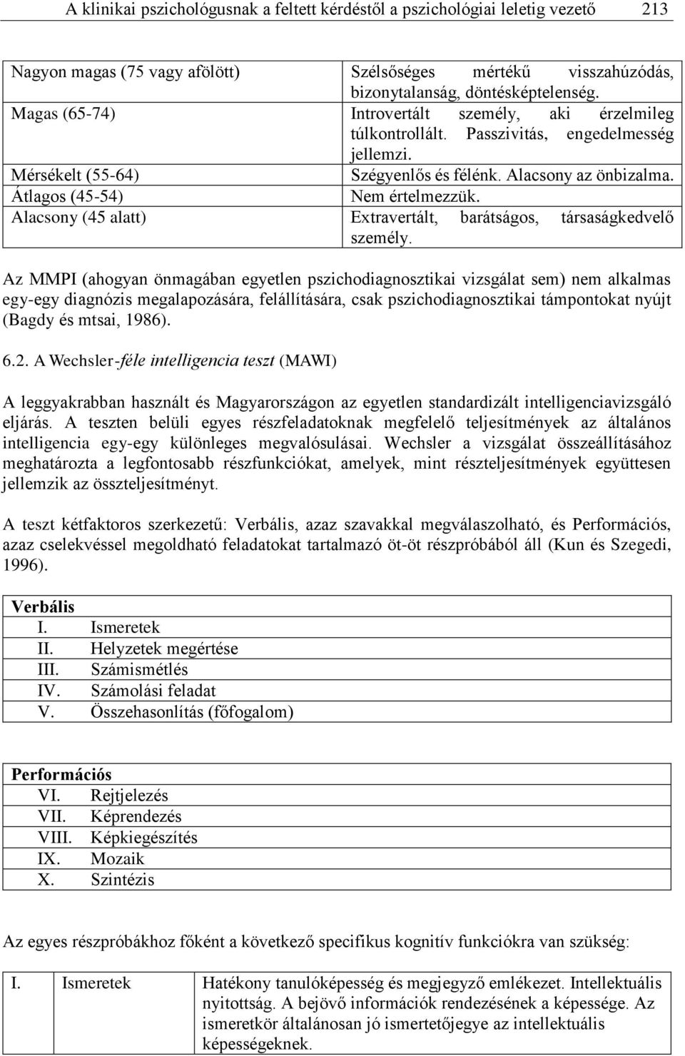 Átlagos (45-54) Alacsony (45 alatt) Extravertált, barátságos, társaságkedvelő személy.