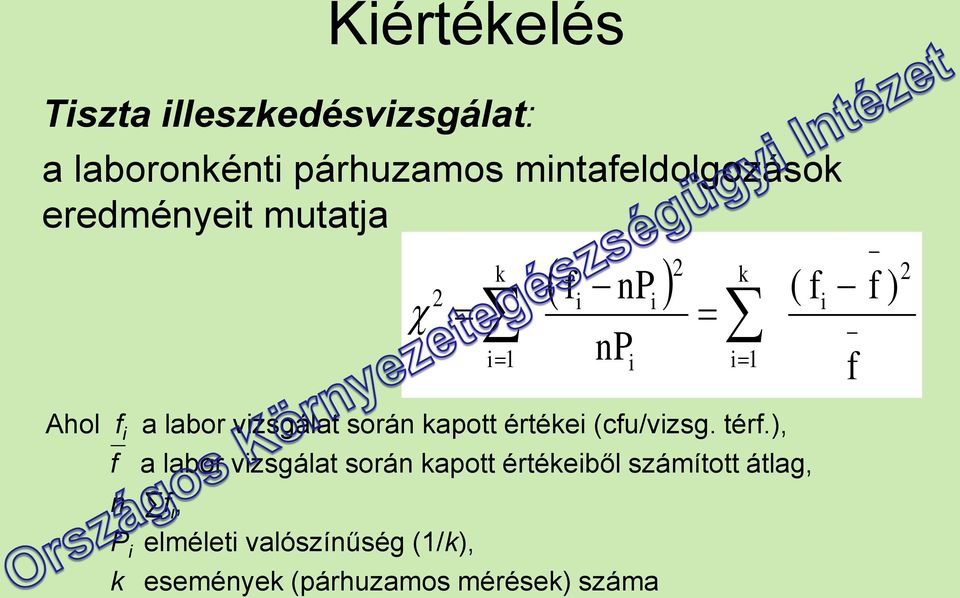 ), f a labor vizsgálat során kapott értékeiből számított átlag, n f i, P i elméleti