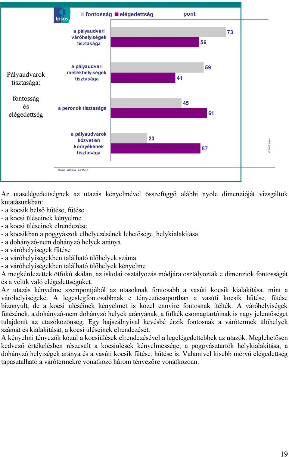 - a kocsik belső hűtése, fűtése - a kocsi üléseinek kényelme - a kocsi üléseinek elrendezése - a kocsikban a poggyászok elhelyezésének lehetősége, helykialakítása - a dohányzó-nem dohányzó helyek