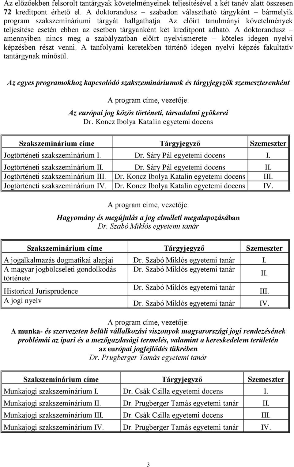 Az előírt tanulmányi követelmények teljesítése esetén ebben az esetben tárgyanként két kreditpont adható.