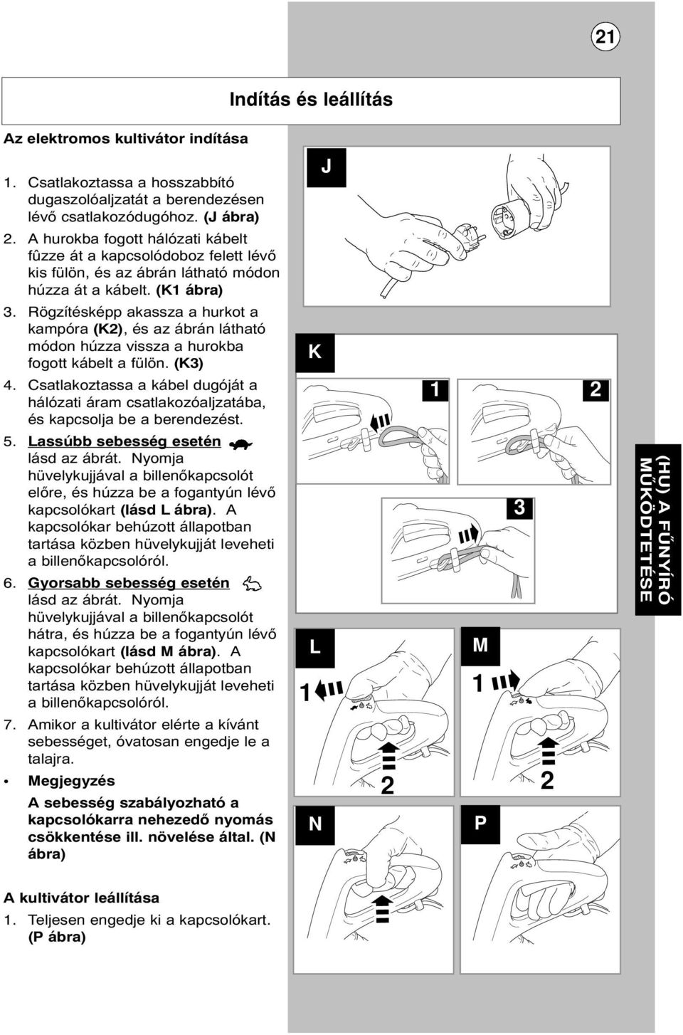 Rögzítésképp akassza a hurkot a kampóra (K2), és az ábrán látható módon húzza vissza a hurokba fogott kábelt a fülön. (K3) 4.