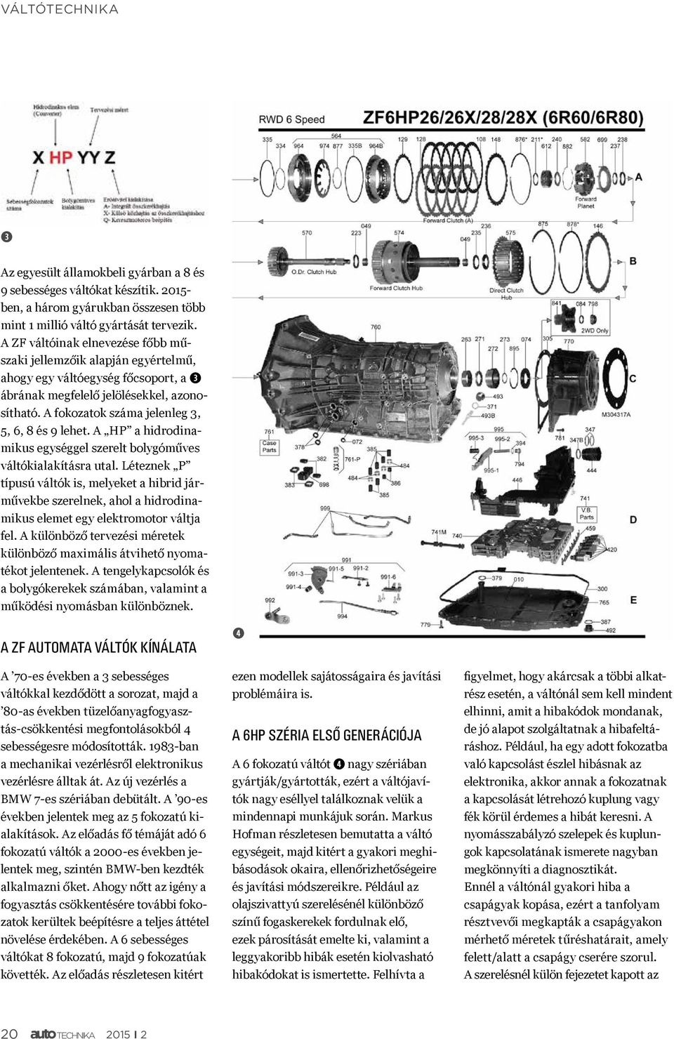 A fokozatok száma jelenleg 3, 5, 6, 8 és 9 lehet. A HP a hidrodinamikus egységgel szerelt bolygóműves váltókialakításra utal.