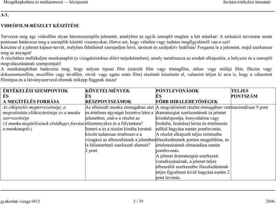 Készítse el a jelenet képsor-tervét, melyben feltétlenül szerepeljen leíró, társított és szubjektív beállítás! Forgassa le a jelenetet, majd szerkessze meg az anyagot!