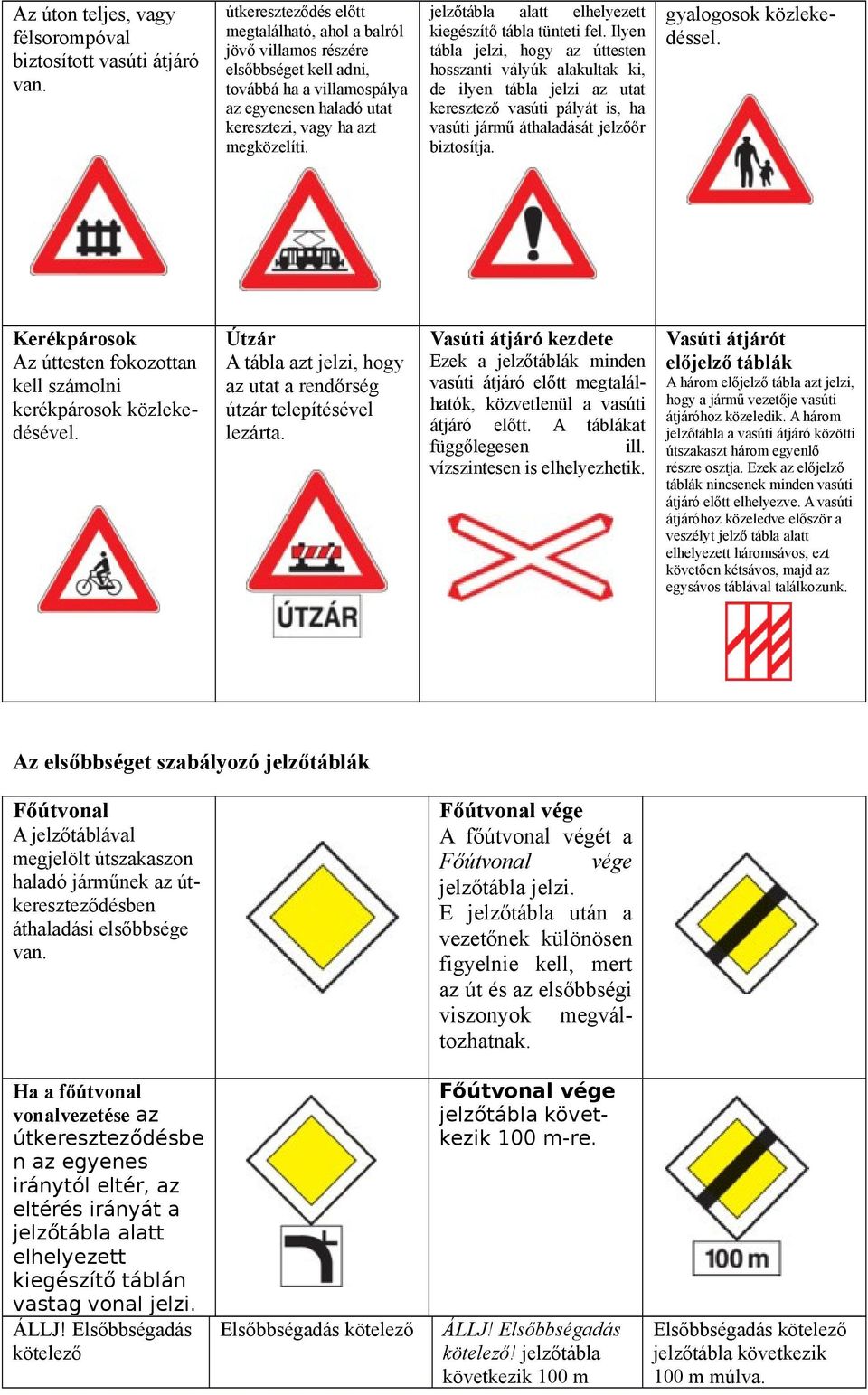 jelzőtábla alatt elhelyezett kiegészítő tábla tünteti fel.