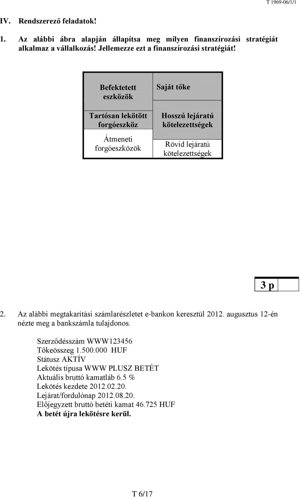 Az alábbi megtakarítási számlarészletet e-bankon keresztül 2012. augusztus 12-én nézte meg a bankszámla tulajdonos. Szerződésszám WWW123456 Tőkeösszeg 1.500.