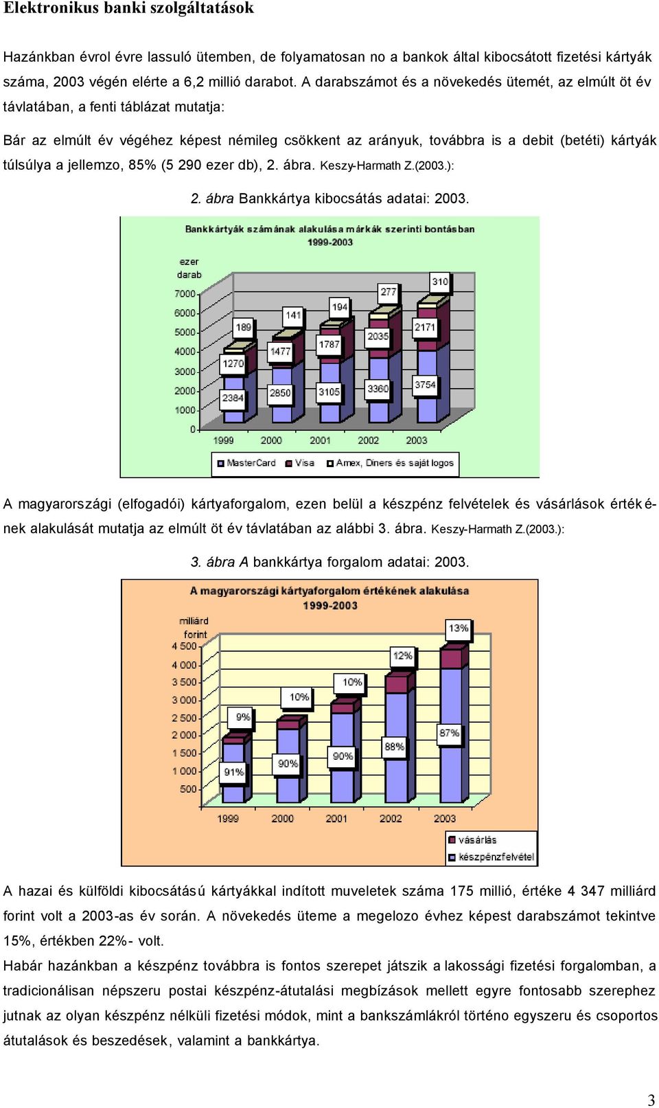 jellemzo, 85% (5 290 ezer db), 2. ábra. Keszy-Harmath Z.(2003.): 2. ábra Bankkártya kibocsátás adatai: 2003.