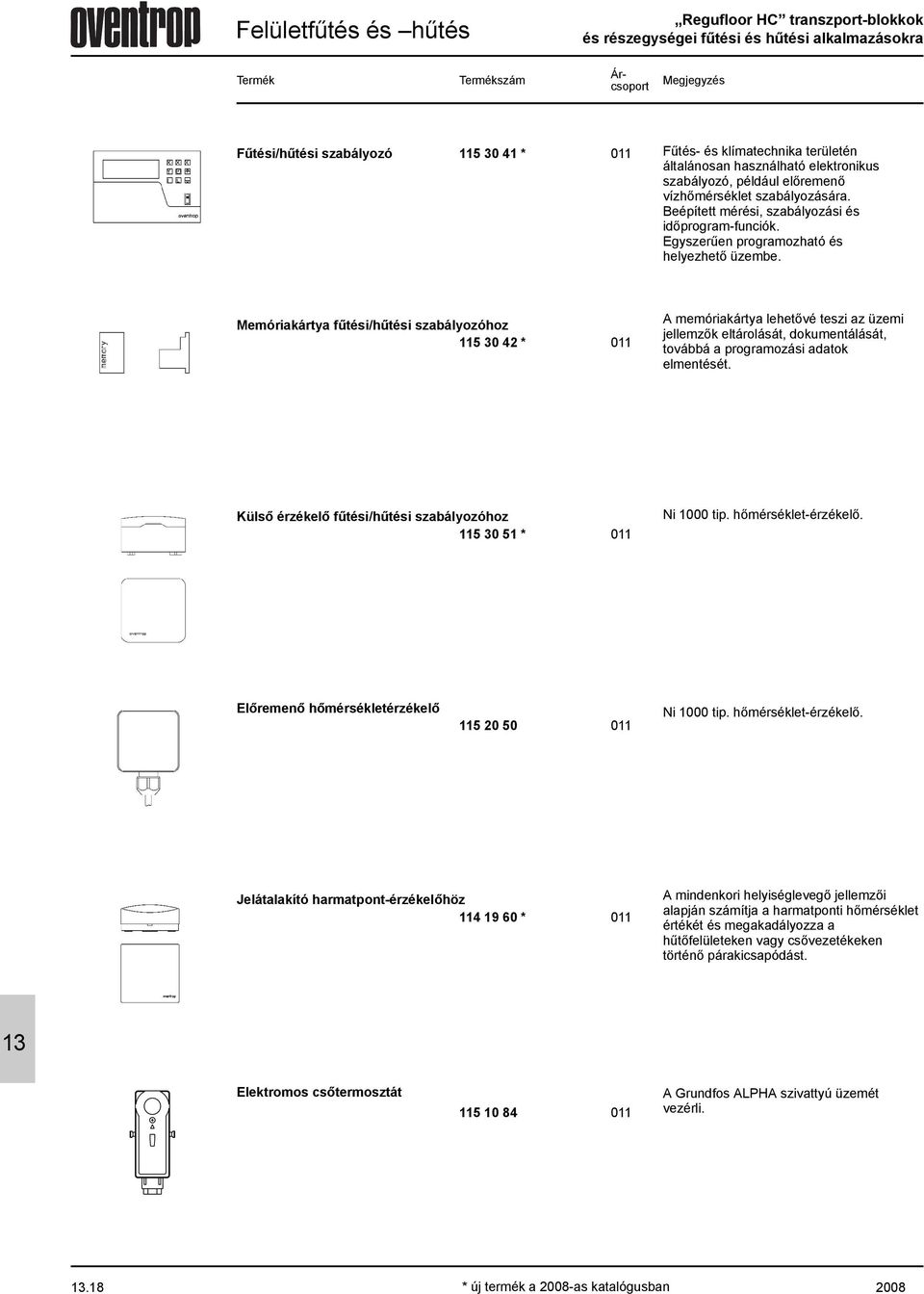 Memóriakártya fûtési/hûtési szabályozóhoz 5 0 42 * 0 A memóriakártya lehetõvé teszi az üzemi jellemzõk eltárolását, dokumentálását, továbbá a programozási adatok elmentését.