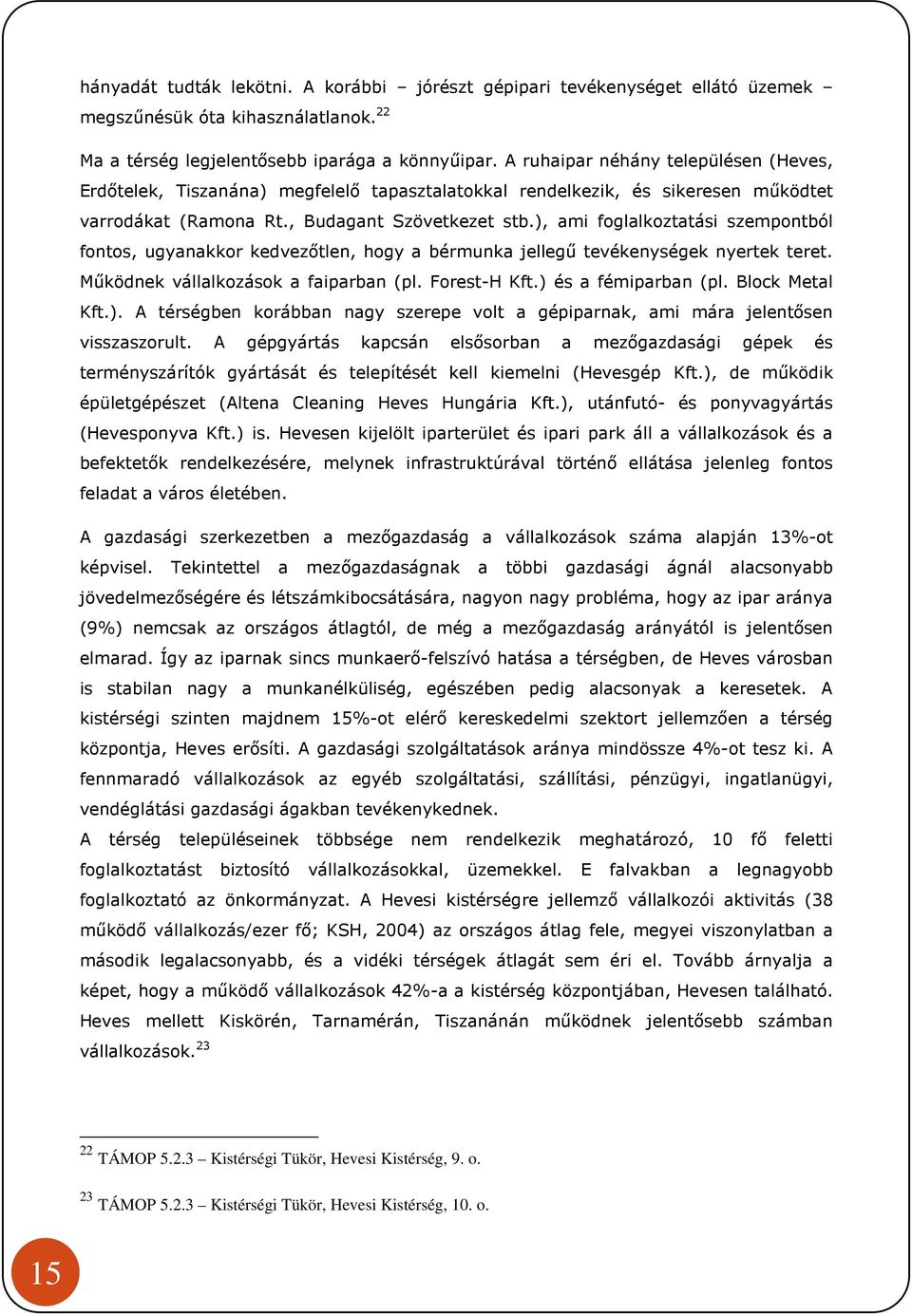 ), ami foglalkoztatási szempontból fontos, ugyanakkor kedvezőtlen, hogy a bérmunka jellegű tevékenységek nyertek teret. Működnek vállalkozások a faiparban (pl. Forest-H Kft.) és a fémiparban (pl.