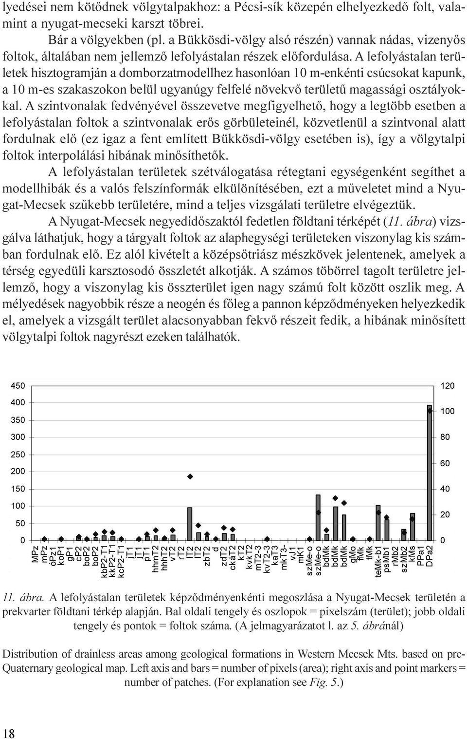 felfelé növekvõ területû magassági osztályokkal A szintvonalak fedvényével összevetve megfigyelhetõ, hogy a legtöbb esetben a lefolyástalan foltok a szintvonalak erõs görbületeinél, közvetlenül a