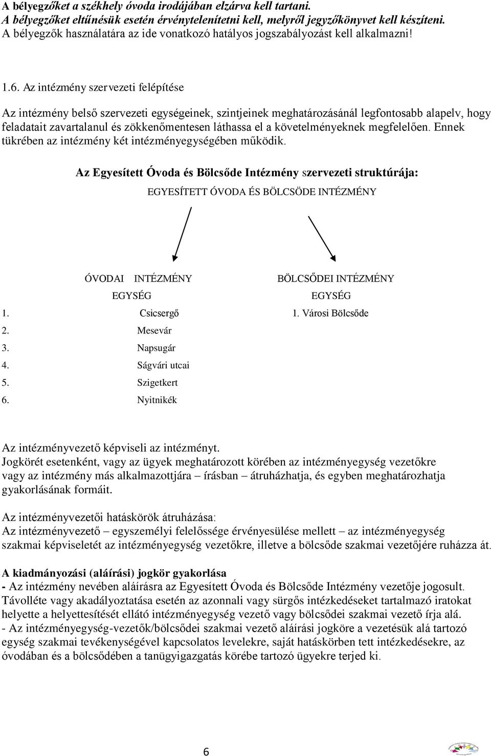 Az intézmény szervezeti felépítése Az intézmény belső szervezeti egységeinek, szintjeinek meghatározásánál legfontosabb alapelv, hogy feladatait zavartalanul és zökkenőmentesen láthassa el a