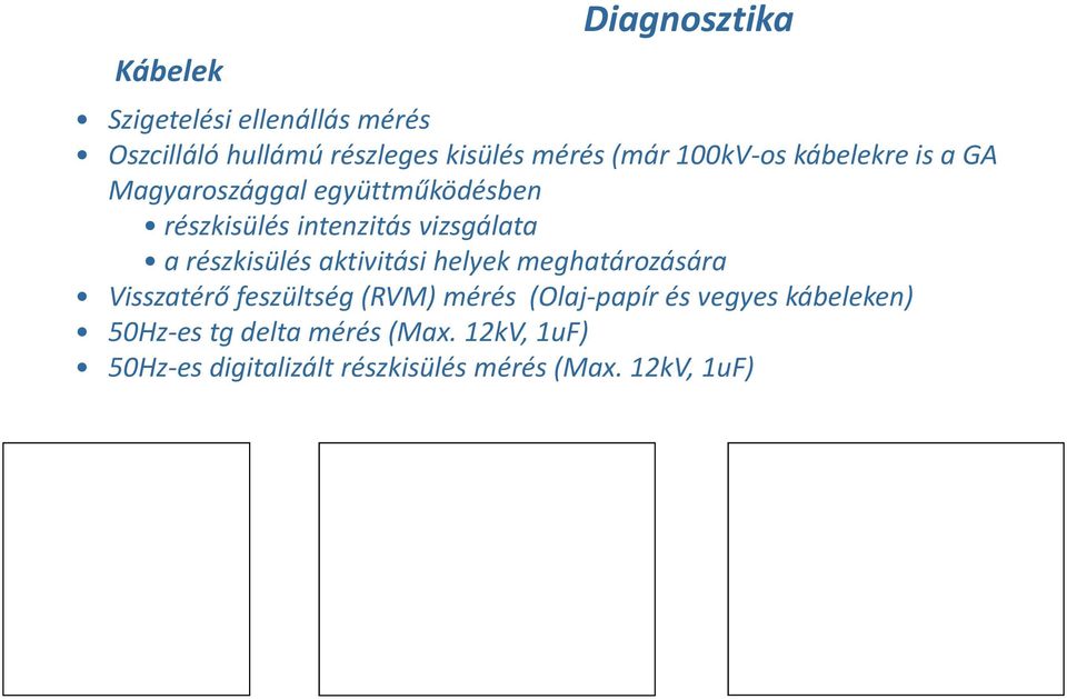 részkisülés aktivitási helyek meghatározására Visszatérő feszültség (RVM) mérés (Olaj-papír és