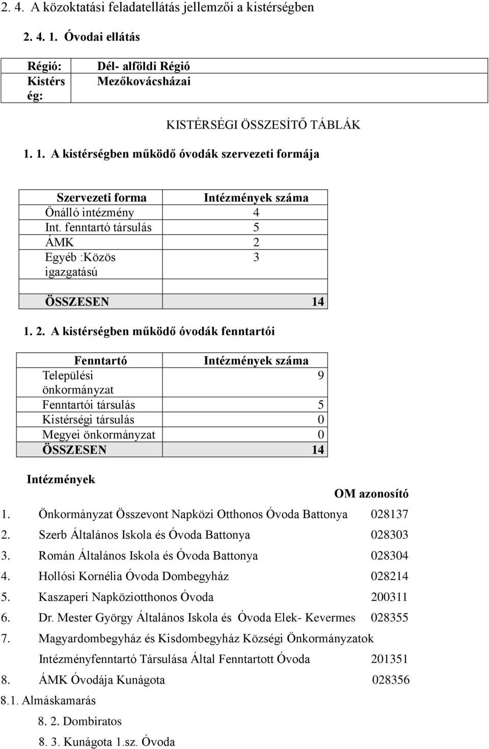 Egyéb :Közös 3 igazgatású ÖSSZESEN 14 1. 2.