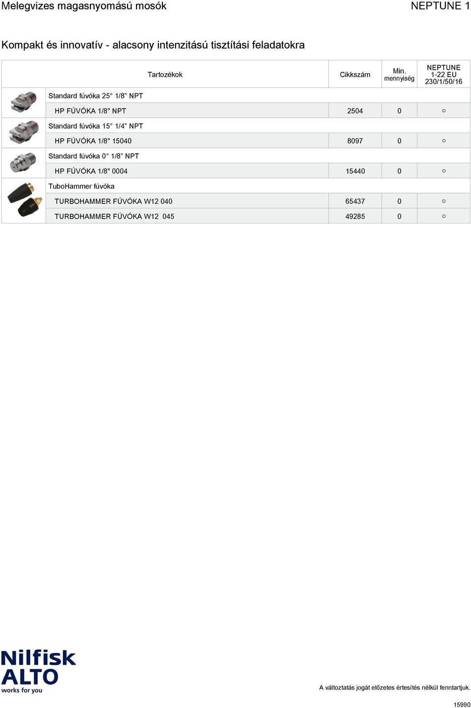 Standard fúvóka 0 1/8 NPT HP FÚVÓKA 1/8" 0004 15440 0 TuboHammer