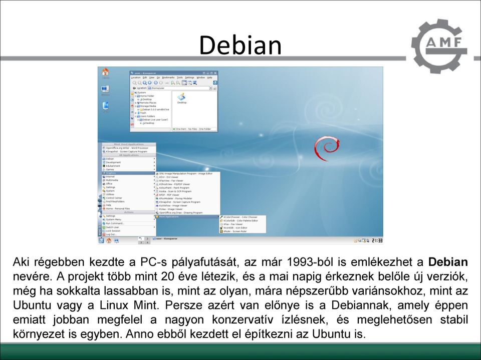 olyan, mára népszerűbb variánsokhoz, mint az Ubuntu vagy a Linux Mint.