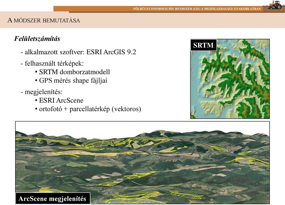 2 - felhasznált térképek: SRTM domborzatmodell GPS mérés