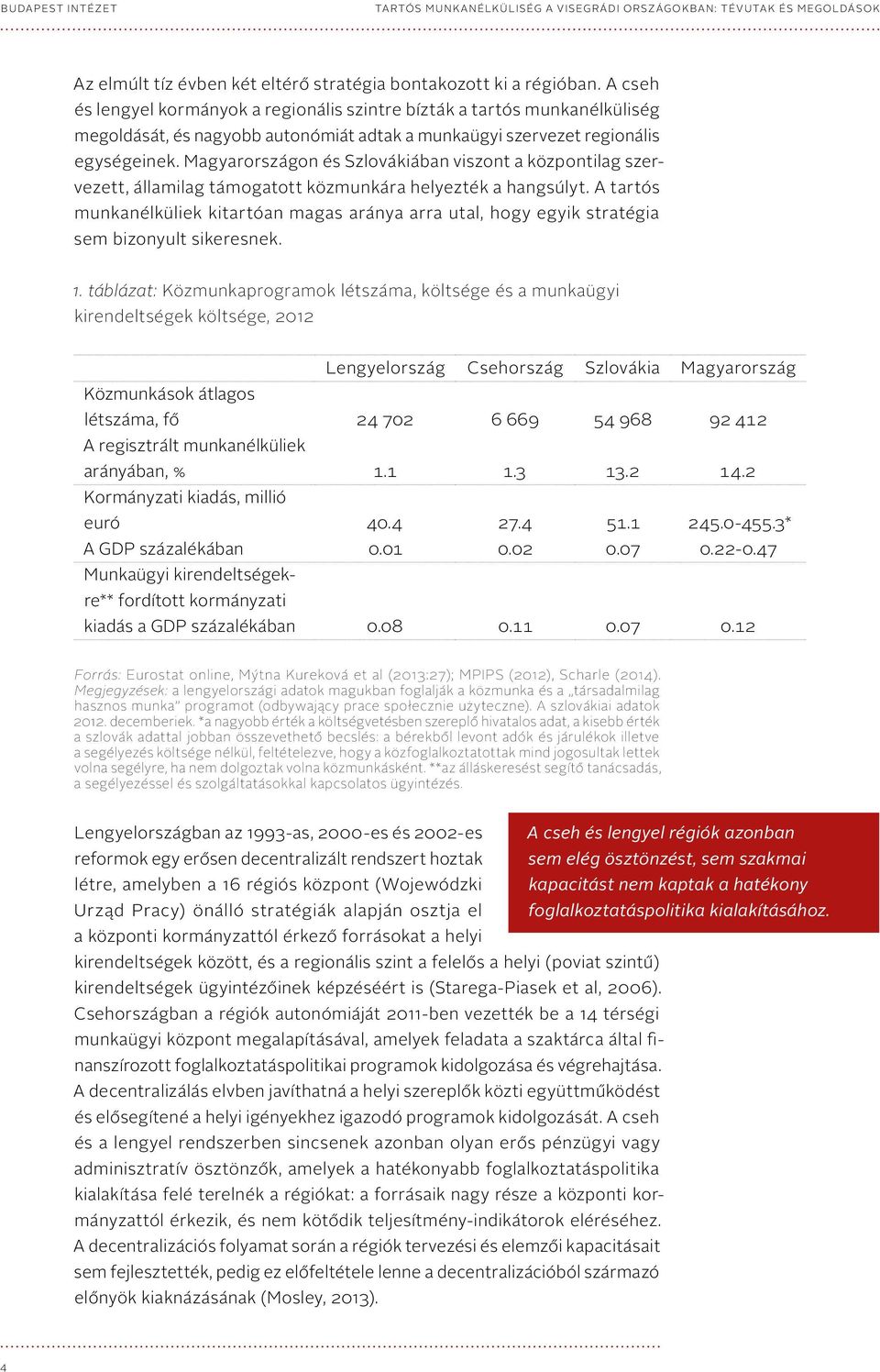 Magyarországon és Szlovákiában viszont a központilag szervezett, államilag támogatott közmunkára helyezték a hangsúlyt.