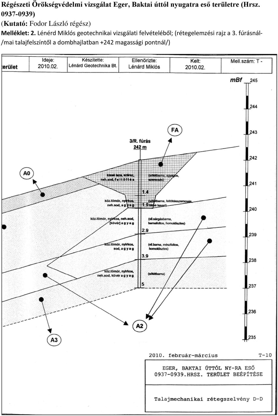 Lénérd Miklós geotechnikai vizsgálati felvételéből;