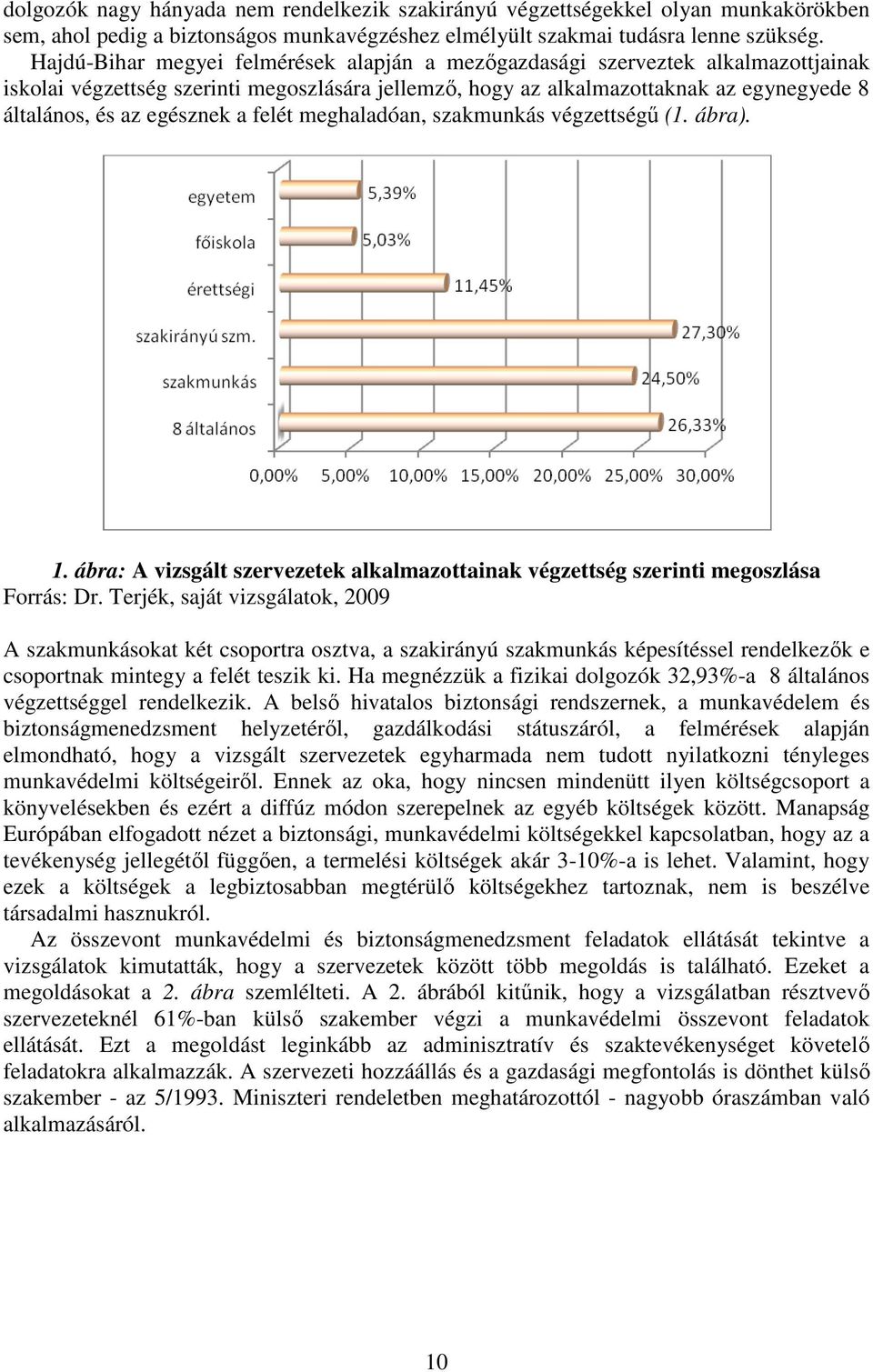 egésznek a felét meghaladóan, szakmunkás végzettségő (1. ábra). 1. ábra: A vizsgált szervezetek alkalmazottainak végzettség szerinti megoszlása Forrás: Dr.